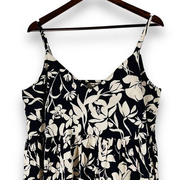 A New Day Dress Boho Cottagecore Navy Floral Maxi Aline Smocked Back XXL - Picture 5 of 10